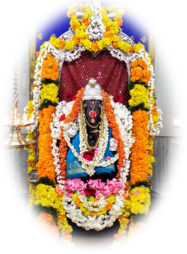 Sri Maha Ganapathi temple deity adorned for worship